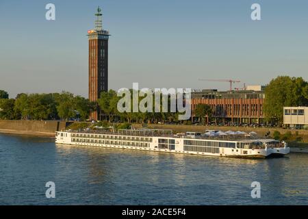 Rhein, Messeturm, Messegelände, Deutz, Koeln, Nordrhein-Westfalen, Deutschland Stock Photo