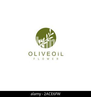 Olive Oil / Droplet and Flower logo design Stock Vector
