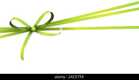 EPS 10 vector illustration of green colored ribbon bow isolated on white background Stock Vector