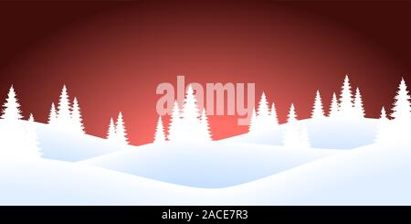 EPS 10 vector file showing christmas time nature landscape background with snow fields, firs and colored background Stock Vector