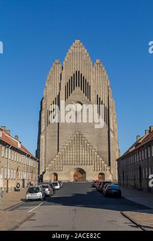 The Grundtvig's Church in the Bispebjerg district of Copenhagen, a rare example of expressionist church. archit Stock Photo
