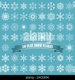 collection of different abstract snow flakes for christmas and winter time Stock Vector