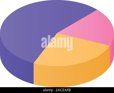 Colorful pie chart icon, isometric style Stock Vector