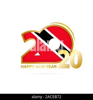 Year 2020 with Trinidad and Tobago Flag pattern. Happy New Year Design. Vector Illustration. Stock Vector