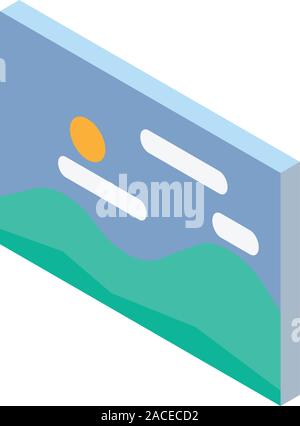Wall picture icon, isometric style Stock Vector