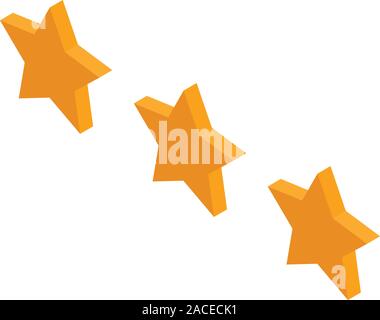 Three star rating icon, isometric style Stock Vector