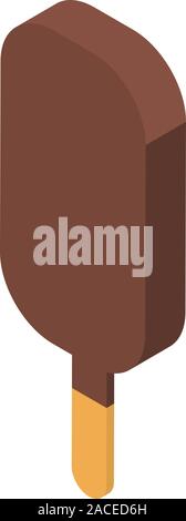 Chocolate popsicle icon, isometric style Stock Vector