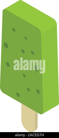 Green popsicle icon, isometric style Stock Vector
