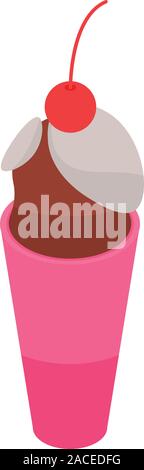 Cherry ice cream icon, isometric style Stock Vector