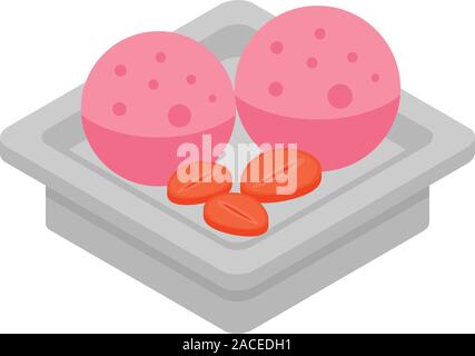 Nuts balls ice cream icon, isometric style Stock Vector