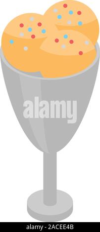 Ball ice cream icon, isometric style Stock Vector