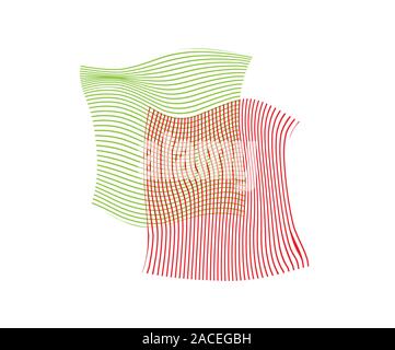 Two deformed squares of broken lines intersect each other. Geometric shape for business design, decoration and decoration isolated on white background Stock Vector