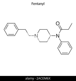 Fentanyl, Fentanil, C22H28N2O Molecule. it is Opioid Analgesic Stock Vector  - Illustration of atomic, fentanyl: 177627749