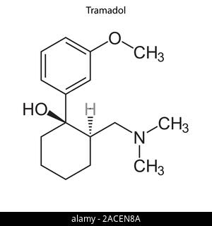 Skeletal formula of Tramadol. Chemical molecule. Stock Vector