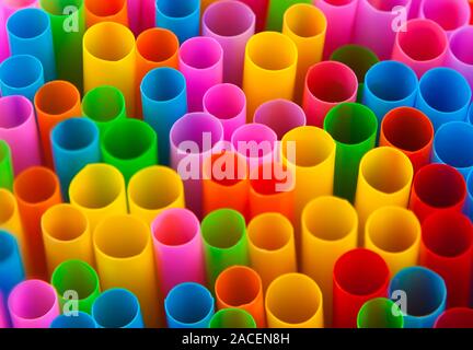 Conceptual image showing colourful drinking straws in macro Stock Photo