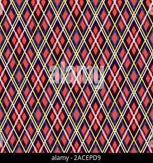 Detailed Rhomb seamless vector pattern as a tartan plaid mainly in muted colors Stock Vector