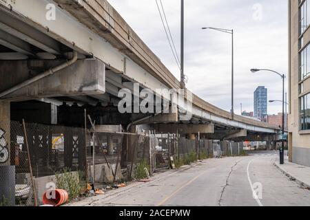 Reconstruction of the Jane Byrne Circle Interchange in downtown Chicago. Stock Photo