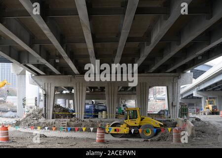 Reconstruction of the Jane Byrne Circle Interchange in downtown Chicago. Stock Photo