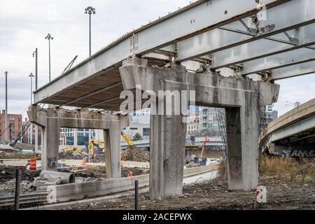 Reconstruction of the Jane Byrne Circle Interchange in downtown Chicago. Stock Photo