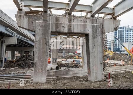 Reconstruction of the Jane Byrne Circle Interchange in downtown Chicago. Stock Photo