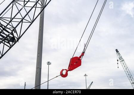 Construction equipment against overcast sky Stock Photo