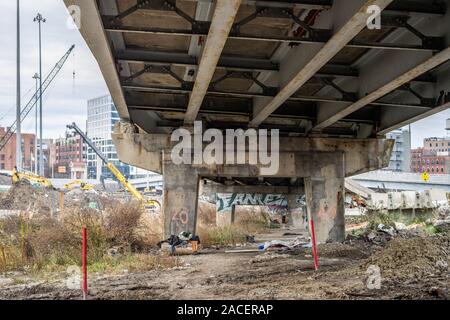 Reconstruction of the Jane Byrne Circle Interchange in downtown Chicago. Stock Photo