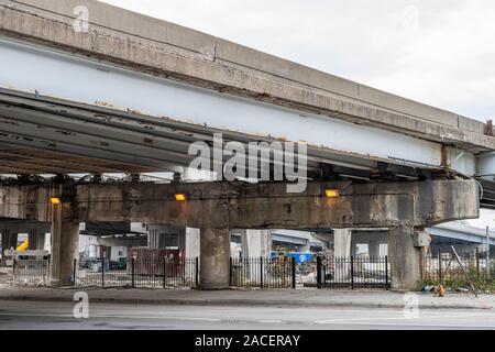 Reconstruction of the Jane Byrne Circle Interchange in downtown Chicago. Stock Photo