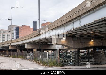 Reconstruction of the Jane Byrne Circle Interchange in downtown Chicago. Stock Photo