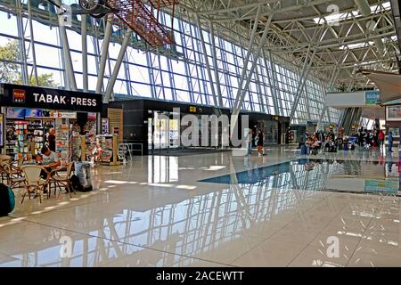 BRATISLAVA, SLOVAKIA SEPTEMBER 4, 2019: Departure hall of Bratislava airport. Banner Stock Photo