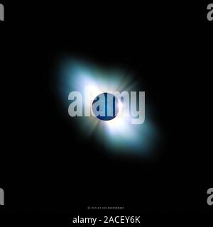 Total solar eclipse. Computer artwork of the outer corona of the Sun, seen during a total solar eclipse. The corona is the cloud of low-density plasma Stock Photo