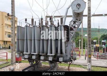 Electricity. Power Transformer Stock Photo