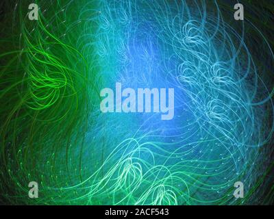 Abstract computer artwork of swirling colourful lines. Stock Photo