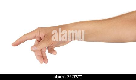Male hand with pointed forefinger isolated on white. Leonardo da vinci style Stock Photo
