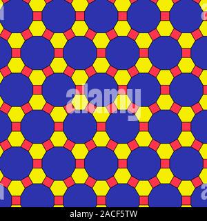 Uniform tiling pattern. This tiling pattern is called great rhombitrihexagonal tiling and has one square, one hexagon, and one dodecagon (12 sides) on Stock Photo
