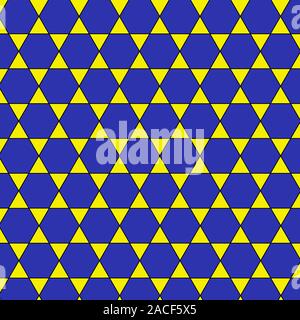 Uniform tiling pattern. This tiling pattern is called trihexagonal tiling and has two triangles and two hexagons on each vertex (corner). It is semire Stock Photo