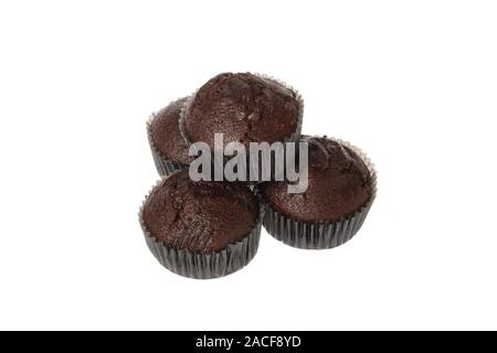 Four chocolate muffins isolated on white. Stock Photo