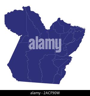 High Quality map of Para is a state of Brazil, with borders of the municipalities Stock Vector