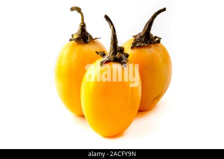 African eggplant (Solanum macrocarpon) on a white background Stock Photo