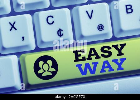 Word writing text Easy Way. Business photo showcasing making hard decision between two less and more effort method White pc keyboard with empty note p Stock Photo