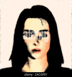Dementia, conceptual artwork. Computer image of a distorted portrait of woman, representing the decline in memory and ability to recognise familiar fa Stock Photo