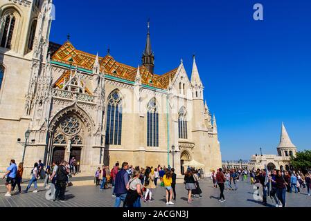 Matthias Church, a Catholic church located in the Holy Trinity Square, Buda's Castle District, Budapest, Hungary Stock Photo