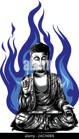 buddha meditation yoga outline drawing vector illustration EPS10 Stock ...
