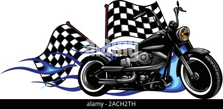 vector illustration Flaming Bike Chopper Ride Front View Stock Vector