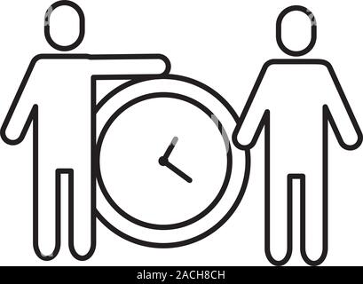 Group of people, coworkers and clock icon. Deadline, teamwork black ...