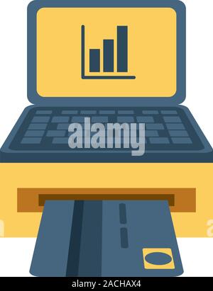 laptop computer with financial statistics Stock Vector