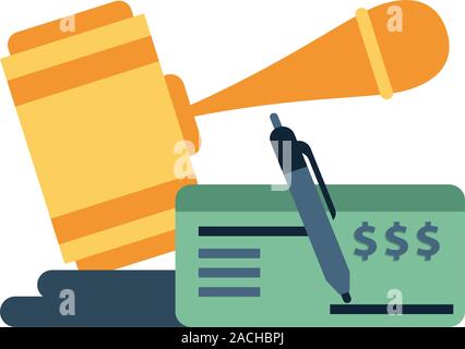 justice hammer device isolated icon Stock Vector