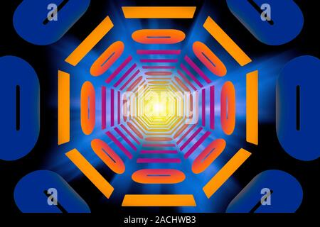 Computer science, conceptual computer image. Binary code stretching into the distance. Stock Photo