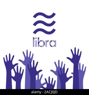 Libra sign, Crypto currency virtual electronic money. Stock Vector