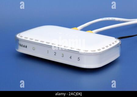 Wireless broadband router. This device is used to connect more than one computer to a broadband internet connection. Stock Photo