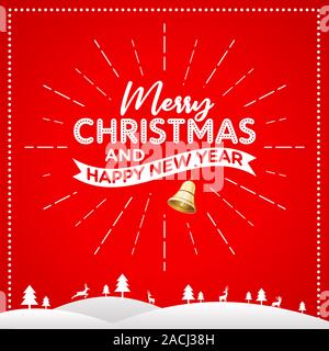 Merry Christmas and Happy New Year Banner, Logo Design, Sticker, Concept, Card, Template, Icon, Poster, Unit, Label, Web, Mnemonic Stock Vector